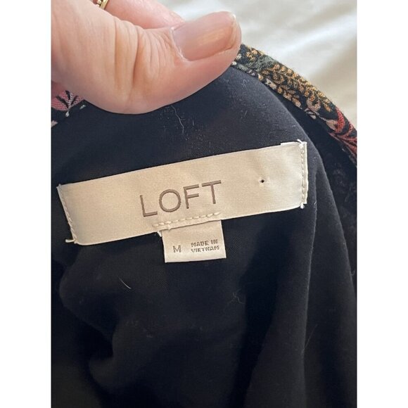 LOFT Paradise Lost Pintucked Side Tie Jungle Print Short Sleeve Mini Dress Sz M - Picture 10 of 14